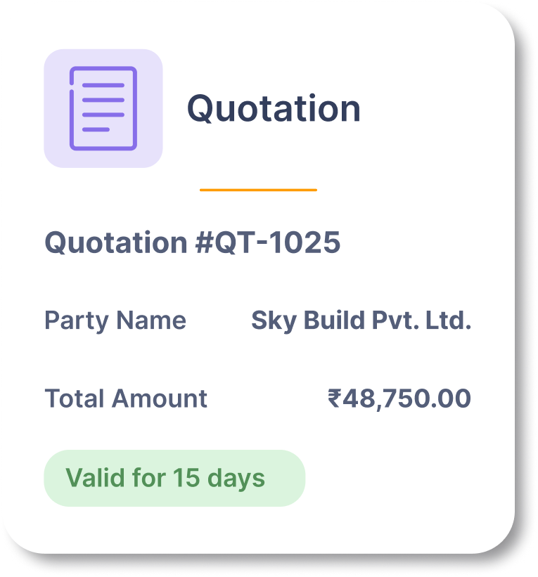 Quotation summary card